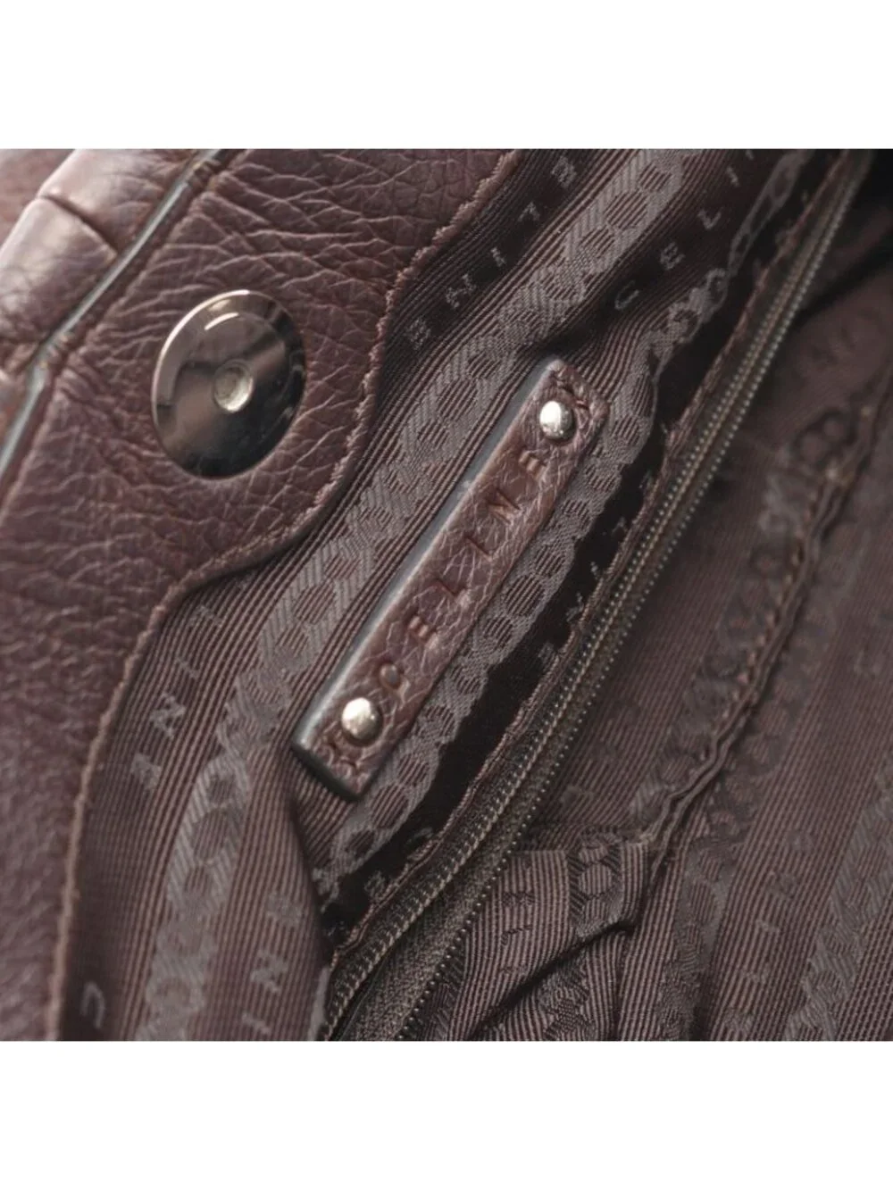 Celine Shoulder Bag Pillow Small 2-Way Dark Brown Leather Hand - Picture 4 of 8